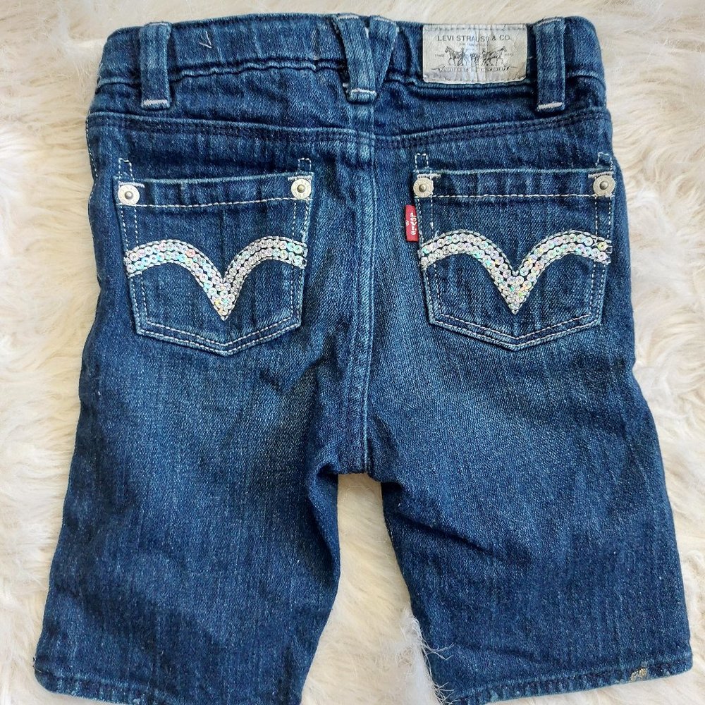 Levi's Baby Girl's Blue Sequins Back Denim Jeans Size: 4-baby